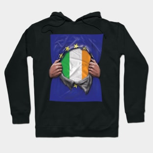 Ireland Flag European Union Flag Ripped Open - Gift for Irish From Ireland Hoodie